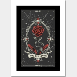 Tarot Card The Rose Lover Gardener Red Rose Stars Funny  Cute Posters and Art